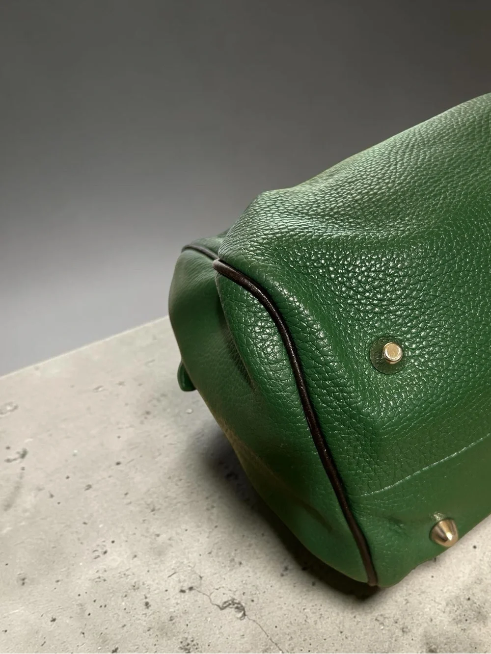 Pulicati Italian Vintage Pebbled Leather Satchel in Grass Green Excellent
